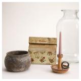 Recipe Box, Candleholder and Vessels