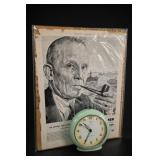 Westclox Big Ben Mint-Green Alarm Clock & Ad
