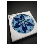Blue Floral Stained-Glass Suncatcher