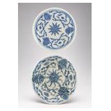 Antique Qing Chinese Blue-White Porcelain Plates