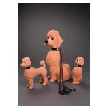 Orange Flocked Poodle Figure Trio