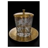 Gold-Tone-Decorated Glass Condiment Jar