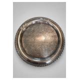 Round Floral-Scroll Silverplate Serving Tray