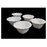 5 Indiana Glass Wild Rose Milk Glass Bowls