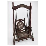 Doll-Sized Wood and Cane Swing Chair