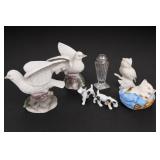 Bird, Dog & Cat Figurines and Glass Shaker