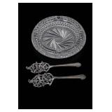Cut-Glass Serving Dish and Spoons
