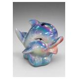 Iridescent Ceramic Dolphin Coin Bank