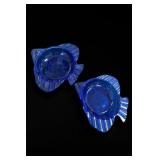 Vintage Cobalt Depression Glass Angel Fish Dish