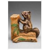 Painted Ceramic Squirrel & Tree Bookend