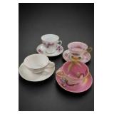 Four Floral China Cup & Saucer Sets