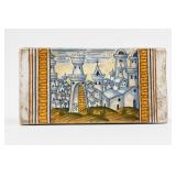 Italian Hand-Painted Ceramic Castle Scene Plaque