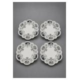 Set of 4 Cameo-Decorated Scalloped Plates