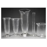 Five Graduated Glass Laboratory Vessels