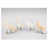 Lot of 4 Iron White Rabbit Figurines