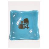 Turquoise Fused Glass Pickleball Trinket Dish