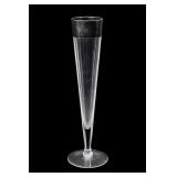 Tall Clear Glass Stemmed Vase, Silver-Tone Band