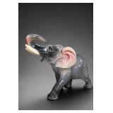 Vimax Blue-Gray Glazed Ceramic Elephant Figurine