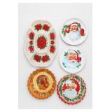 Vintage Santa & Turkey Serveware, 5 Pieces