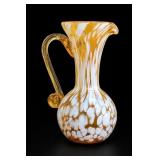 1960s hand blown spatter glass mini Mid pitcher