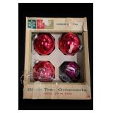 4 Franke 3¼-Inch Glass Christmas Ornaments