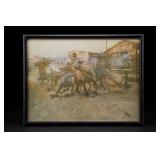 Charles Russell Smoke of a .45 framed art print