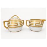 Alpine Greek key Ceramic Sugar bowl and creamer