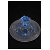 Paden City Blue Glass Center-Handle Tray