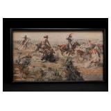 Charles M. Russell Jerked Down Framed Print