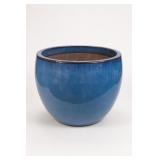Large Blue Glazed Ceramic Egg Pot Planter