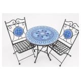 Barrel two seats metal and mosaic tile bistro set