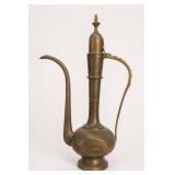 Indian Etched Brass Long-Spout Ewer