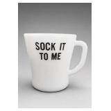 Sock It To Me milk glass coffee mug