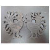 Pair of Wilton Cast Iron Rooster Trivets