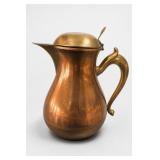 Copper and Brass Lidded Coffee Pot