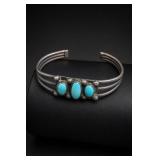 Sterling Silver Turquoise Stone Cuff Bracelet