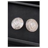 Pair of Mesa Sterling Silver Overlay Conchos