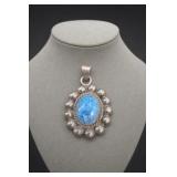 Mexican Sterling Silver Blue Stone Pendant