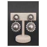 Sterling Silver Double Concho Drop Earrings