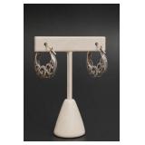 Sterling Silver Openwork Scroll Hoop Earrings