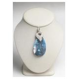 Sterling Silver Blue Crystal Teardrop Pendant