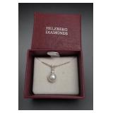 Sterling Silver Necklace Diamond & Pearl