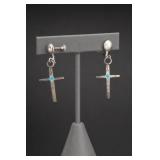 Sterling Silver Cross Dangle Earrings