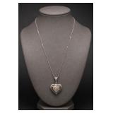 Sterling Silver Filigree Heart Pendant Necklace