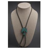 Sterling Silver Turquoise Thunderbird Bolo Tie