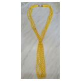 Mid-Century Yellow Multi-Strand Bead Necklace