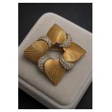 Vintage Rhinestone Fan Motif Brooch
