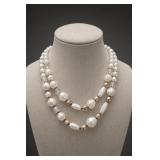 Mid-Century Double-Strand Faux Pearl Necklace