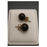 10K Gold & Wood Earrings