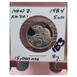 1984 New Zealand Decimal Five Cents (Tuatara)